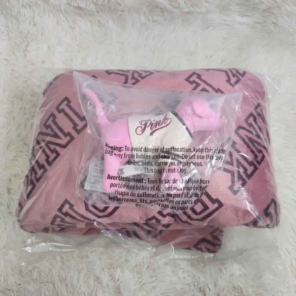 Victoria's Secret Pink Limited Edition Mini Dog + Cozy Logo Blanket NWT